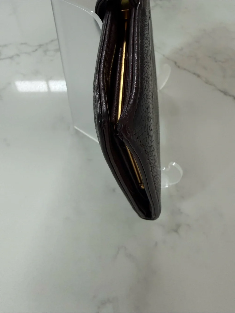 CHANEL Dark Brown Quilted Caviar Leather Wallet with CC Logo